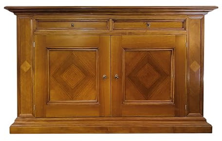 Meuble Artisanale en Bois de Noyer National Massif avec Incrustation, Meuble de Style Classique, Meuble Élégant Made in Italy