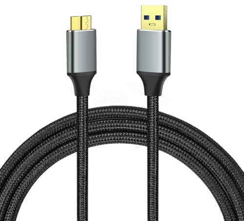 AXFEE USB 3.0 a Micro USB 3.0 Cable, 1M 5Gbps Cable Disco Duro USB C, Cable de Disco Duro Externo, Compatible con Toshiba Canvio, Seagate, WD My Passport/Elements, Galaxy S5 Note 3, SDD, HDD etc