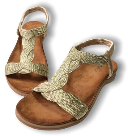 Wonafa Mujer Sandalias Planas Verano Bohemio Sandalias de Playa Punta Abierta Sandalias de Vestir Mujer