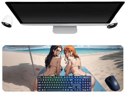 One Piece NaMi Robin Anime XL Multifunction Gaming Tapis de Souris, 800 x 300mm, Tapis de Souris Clavier Gaming Imperméable et Base en Caoutchouc Antidérapant Surface Texturée