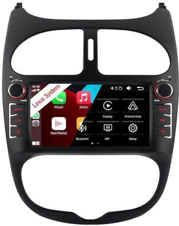 7 Zoll Stereo Radio Bus für 206 206CC Citroen C2 (2002-2010) mit CarPlay Android Auto Wireless Autoradio Empfänger mit Bluetooth FM Mirror RDS HiFi EQ