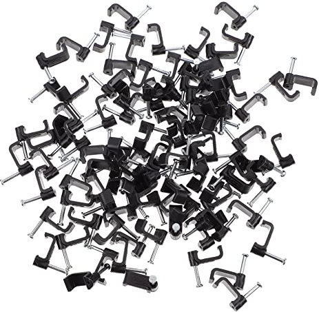 HOMOCONO Cable Clamps for 100Pcs Black J Hooks Nails Support Clamps for Wire Half Clamps Wire Fixing Tools