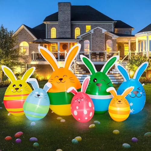 CAMULAND Aufblasbare Osterdeko Outdoor 2M/6.8FT Blow Up Aufblasbare Ostern Deko mit Eingebauten LED-Leuchten, Aufblasbare Deko Ostern Outdoor für Rasen, Hof, Garten und Haus