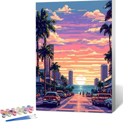 Landschaft Malen Nach Zahlen Japan Malen Nach Zahlen Erwachsene Rahmenlos Paint by Numbers Kit, DIY Malen Nach Zahlen Kinder mit Pinseln und Acrylfarben, für Geschenke und Heimdekoration 60x80 cm 1-K