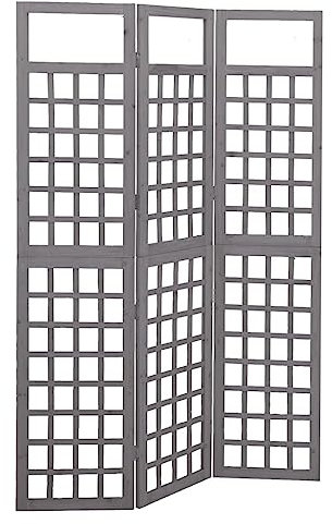 Raumteiler, 3-teiliges Raumteiler/Rankgitter aus massivem Tannenholz, grau, 121x180 cm
