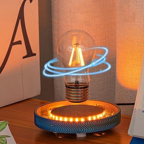 ytdzinoi Levitating Bulb Lamp Magnetic Levitating Floating LED Desk Light 360° Automatic Rotating Night Light Floating Bulb Table Lamp for Home Office Cool Gadgets Men Women,Blue
