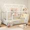 NomadNomics Hausbett Bodenbett 90x200 cm mit Himmel & Rausfallschutz | Metall-Bett 120 kg Tragkraft |für Schlafzimmer Gitterbett und Prinzessinnenzimmer Toddler Bed (Weiß)