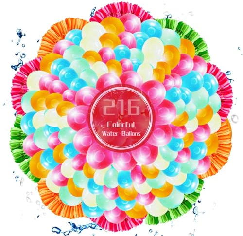 Wasserballons für Kinder/Erwachsene, 12 Strauß, schnell befüllbar, selbstdichtender Wasserballon, einfach zu befüllen, bunte Spritzwasser-Ballons für Outdoor, Garten, Strand, Pool, Party, Kampf