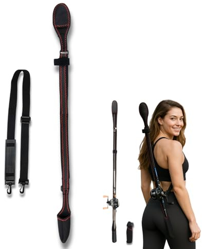 Whalera Fishing Rod Sling, Adjustable Rod Strap with Tip Guard 55-110in | Fishing rod carry strap and carrier with hands-free transport, built-in tip protection and rod protectors for easy trips
