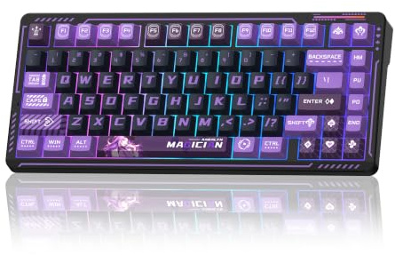 LINGBAO K75 Clavier de jeu mécanique sans fil 75 %, batterie 10 000 mAh | Clavier de jeu sans fil trimode, joint RVB remplaçable à chaud, clavier crémeux compact anime Tkl pour joueur/bureau avec