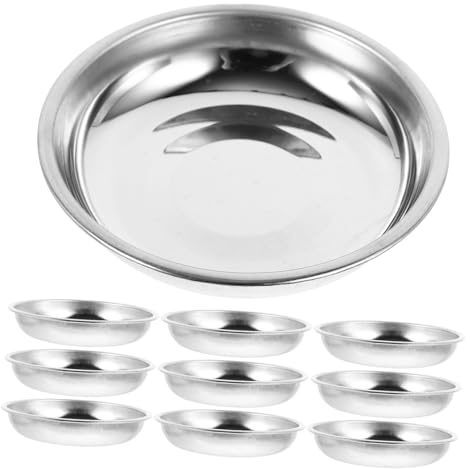 Zerodeko 10 Pezzi Piattini Rotondi in Acciaio per Condimenti Ciotole Piccole per Salse e Dessert Resistenti e Sicuri Ristorante e Catering
