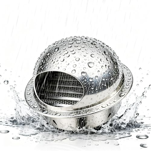 Grille de ventilation en INOX Grille d'Aération Ronde Bouche de Sortie Ventilation en Acier Inoxydable Sortie D’air Murale pour Hottes d'Aspiration, Ventilations et Conduits d'Échappement(90mm)