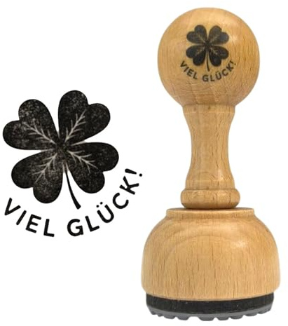 Kleeblatt Viel Glück! Holzstempel
