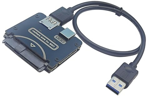 PEPWE Externes SAS-Laufwerk mit USB-3.0-Schnittstelle liefert 5 Gbit/s Datenübertragung, funktioniert auf Windows 7/10/11 und benötigt 12-V-Netzteil, externe SASdisk-Adapter