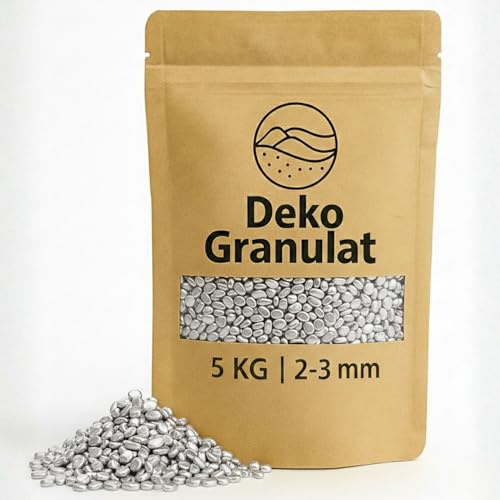 Deko-Granulat silber als farbige Streudeko 5 kg kleine Deko-Steine Ø 2-3 mm für Gläser, Vasen