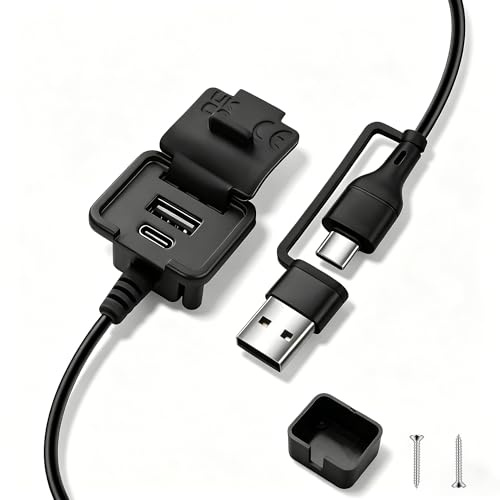 JSADZKJ External USB Charging Extension Cable for Backpacks,2-in-1 USB-A/Type-C Mountable Charging Port (With Waterproof Cap),For Diy Backpacks,Crossbody Bags,Travel & Outdoor Use