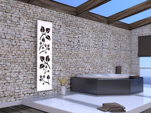 Badheizkörper Design Leaves 3 + LED, HxB: 180 x 47 cm, 1118 Watt, Edelstahl/weiß mit LED-Beleuchtung, Mittelanschluß (Marke: Szagato) Made in Germany/Bad und Wohnraum-Heizkörper