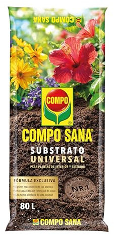 COMPO SANA Substrato Universal de calidad para para plantas de interior, terraza y jardín, 80 L