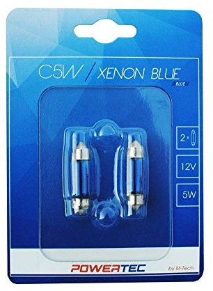 M-Tech PTZXB33-02B Powertec 12V 5W SV8,5-8 C5W 11x36mm, Blau