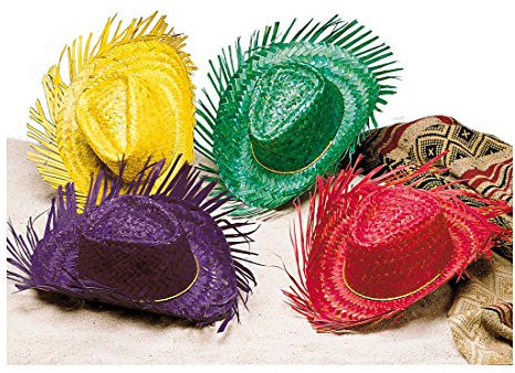 Amakando Grüner Fransen Hut Sommer Strohhut grün Fransenhut Sommerhut Partyhut Strandhut Fasching Party Stroh Sonnenhut Sommer Beach Faschingshut Hawaii Mottoparty Accessoire Karneval Kostüm Zubehör