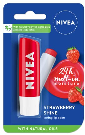 Nivea Lip Care Fruity Shine Strawberry, 4.8g(Ship from India)