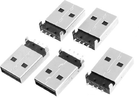sourcing map 5 Piece USB 2.0 Type A Male Solder Jack Connector, USB Repair Replacement Adapter