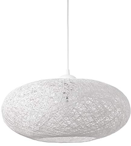 EGLO Pendelleuchte Campilo, 1 flammige Hängelampe, Hängeleuchte aus Textil-Faden und Kunststoff, Esstischlampe in Weiß, Wohnzimmerlampe hängend mit E27 Fassung, Ø 45 cm