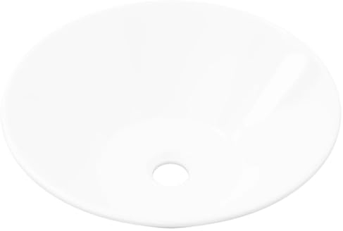 vidaXL Vasque de Salle de Bains Céramique Blanc Forme de Bol Lavabo Lave-mains