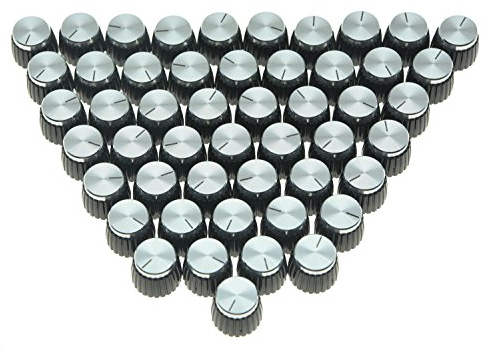 KAISH 50pcs Guitar AMP Amplifier Push on fit Knobs Black w/Silver Top Fits Marshall Amplifier