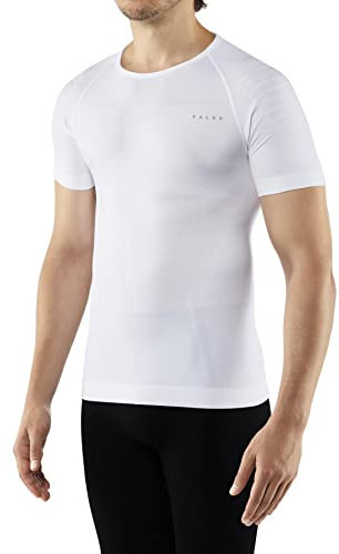 FALKE Herren Baselayer-Shirt Warm Round Neck M S/S SH Funktionsgarn Schnelltrocknend 1 Stück, Weiß (White 2860), S