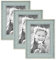 3er Set Bilderrahmen Skandinavischer Landhaus-Stil Petrol/Taubenblau 10x15 cm Massivholz mit Shabby-Chic Note/Fotorahmen/Wechselrahmen