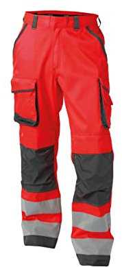 DASSY® Chicago Warnschutzhose mit Kniepolstertaschen - Größe 54 - NEONROT/ZEMENTGRAU
