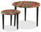 vidaXL Couchtisch Set 2-TLG. Satztisch Beistelltisch Wohnzimmertisch Kaffeetisch Sofatisch Teetisch Tisch Chindi-Gewebe Mehrfarbig