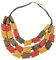 Coiris Halskette für Damen, 3 Lagen, große facettierte Holzperlen, Statement-Halskette für Frauen, klobiges Halsband (N0018) (red+yellow+brown)