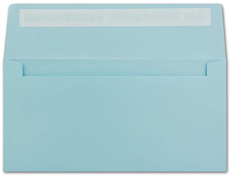 Glüxx-Agent 50 DIN Lang Brief-Umschläge Hell-Blau - 11 x 22 cm - 120 g/m² Haftklebung Standard Brief-Kuverts für Taufe & Einladungen