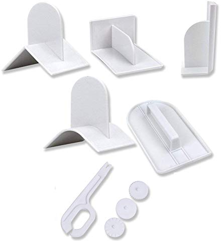 SIMUER Rascador de Tartas para Alisar Fondant,Juego de 6 Decoración Tarta Herramienta Fondant Smoother,Fondant Smoothing Tool Cake,Borde Curvado Rodillo Marcador y Cortador para Tartas para pulir