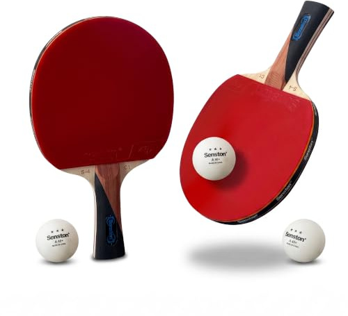 Senston Table Tennis Bats 2 Player Set, Ping Pong Paddle Set with Racket Case and balls