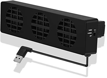 Professional Radiator for USB Cooler Three-Fans Game Console Cooling Base Stand with Speed Adjustable Switch, Black
