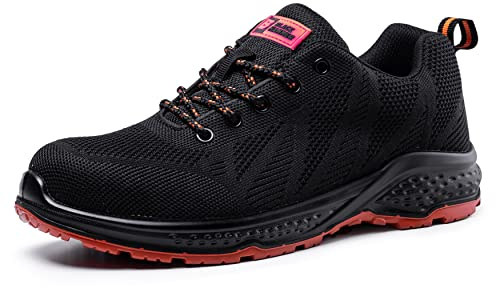 Black Hammer Men's Safety Trainers - Lightweight & Breathable with Non-Slip Long lasting Soles Steel Toe Cap & Robust Midsole Anti-Static Work Shoes Designed for Style and Comfort S1P SRC 2292 (9 UK)