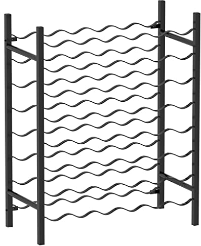 vidaXL Casier à Bouteilles pour 48 Bouteilles Etagère à Vin Porte-Bouteilles Casier à Vin Stockage Range-Bouteilles Maison Noir Métal