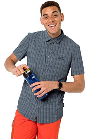 Jack Wolfskin RAYS STRETCH VENT SHIRT MEN, storm grey checks, M