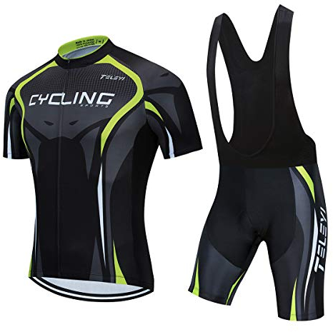 PSPORT Herren Radtrikot Set, Sommer Jungen Trägerhose Anzüge Mountainbike Radfahren Kleidung Set Radfahren Reiten Trikots Atmungsaktiv