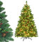 COSTWAY Albero di Natale 135/195 cm, Albero di Natale con 300/450 Luci Incorporate Bianco Caldo, 516/1100 Rami, 32/56 Pigne e 32/56 Bacche Rosse e Base in Metallo, Verde (135cm)