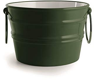 Lavandino Lavabo Appoggio/Sospeso Horganica Tondo Bacile Midi Verde Inglese Lucido in Ceramica 38xH24 cm (Con portasciugamani)