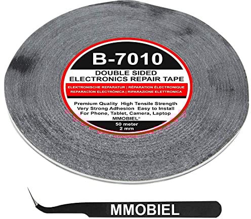 MMOBIEL 5x 2 mm Cinta adhesiva fuerte doble cara. Rollo Longitud: 50m (Negro) para reparar teléfonos inteligentes y tablets
