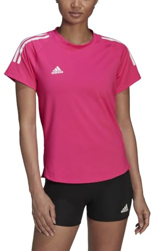 Adidas Manica Corta da Donna Hi Low Jersey, Team Shock Rosa/Bianco, M