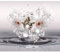 decomonkey Fototapete selbstklebend Diamant Blumen 343x256 cm Selbstklebende Tapeten Wand Fototapeten Tapete Wandtapete klebend Klebefolie Lilien Grau 3D Effekt Abstrakt Tropfen