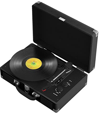 ZXNQ Vinyl record player - Bluetooth retro old fashioned Small LP Turntables phonograph RUA Audio (AUX),Black