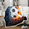 Loussiesd 3D Fu?Ball Druck Decke 100x130cm Wohndecke EIS Feuer Fu?ballmuster für Kinder Mädchen Jugendliche Sport Thema Flanell Fleecedecke Ultra Sanft Mikrofaser Kuscheldecke