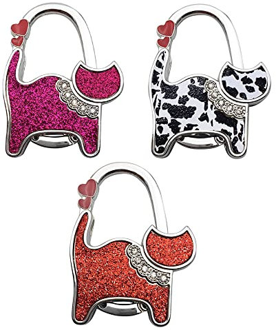 SagaSave Foldable Handbag Hook, Alloy Portable Cute Cat Pattern Table Hook Handbag Hanger for Hanging Purse, Bag, Women Girls Gifts (Type 23)